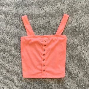 Orange Streetwear Society Button Down Crop- size small